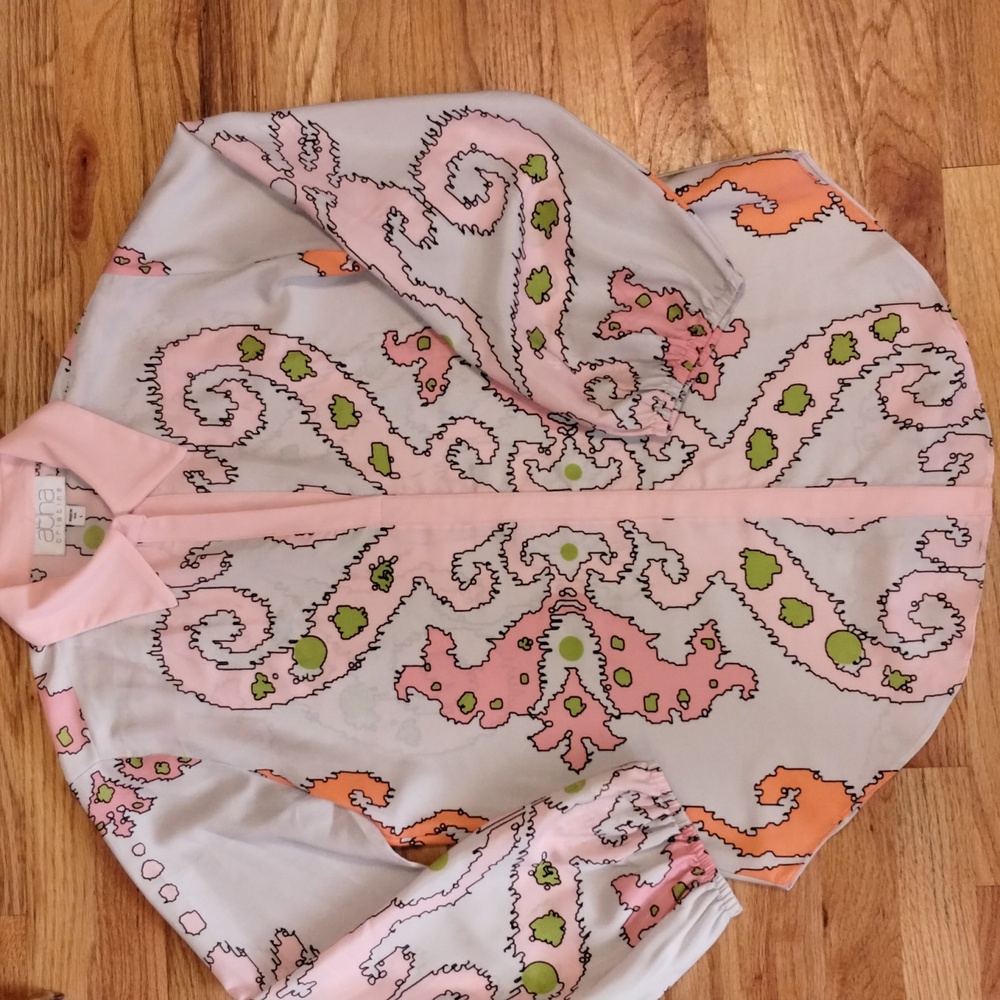 1970s Colorful Patterned Button-Up Blouse